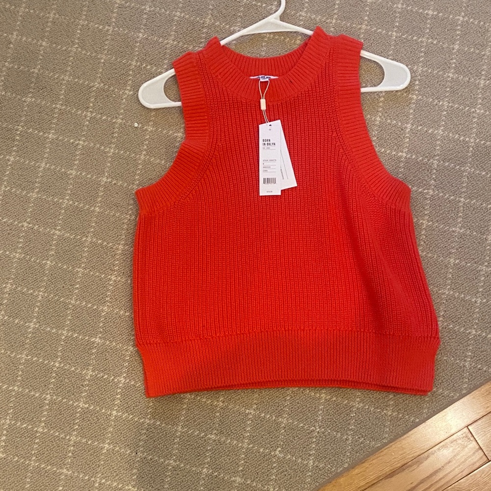 525 America Sleeveless Cotton Knit Sweater NWT